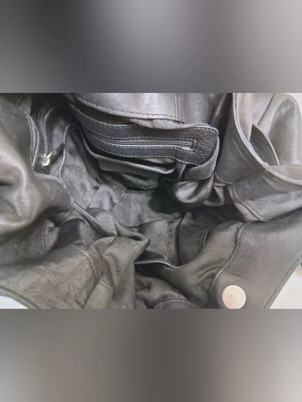 Michael Kors Smooth Black Leather Hobo Bag W/ Silver Hardware